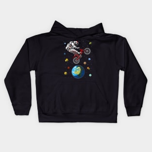 Astronaut Bicycle Jumping Kids Hoodie